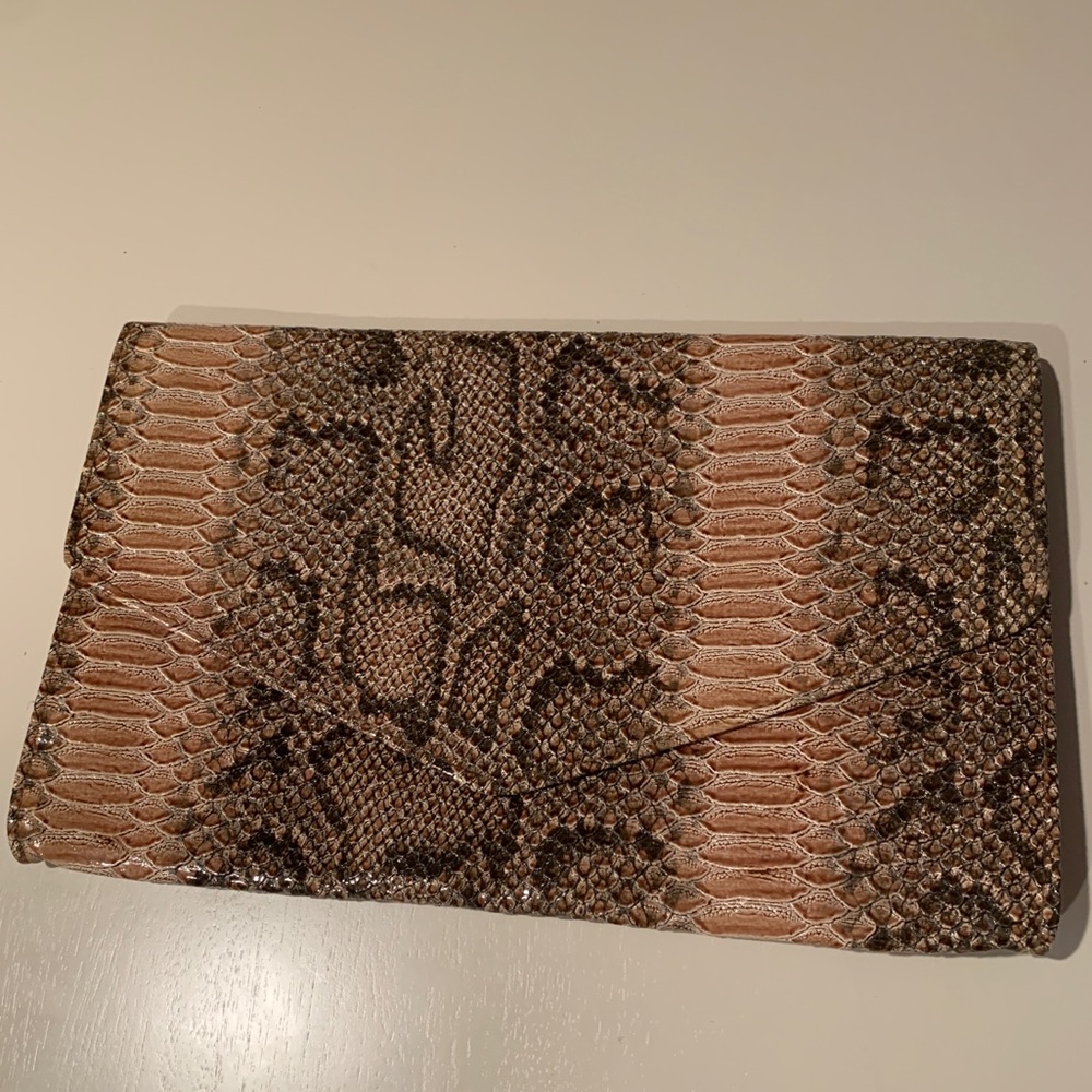 Faux Snake Print Clutch